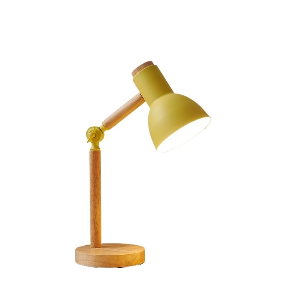 Nordic Wooden Table Lamp, Adjustable LED Reading Light for Bedroom Desk Lamp(Yellow)
