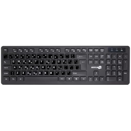 Teclado y ratón inalámbrico Simpletek 2.4GHz con layout griego GR negro 2