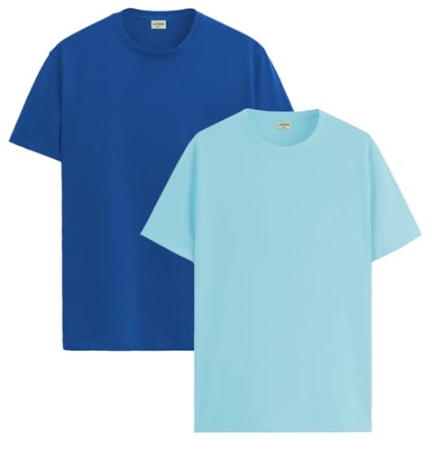 Image of ADRO Men's Cotton Regular Fit Combo Plain Solid T-Shirt Pack of 2
