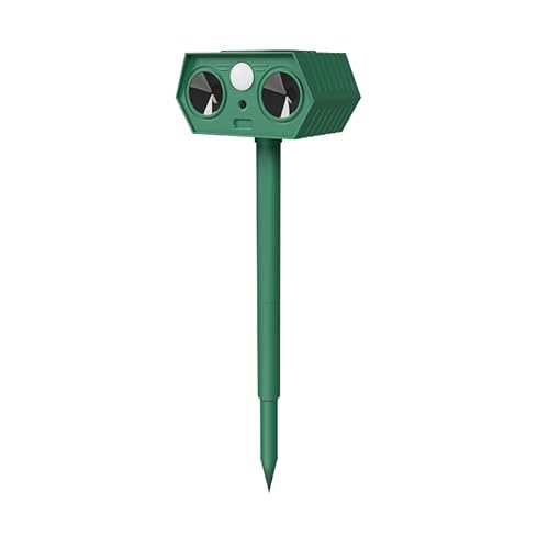 Ultrasonic Animal Repellent Outdoor Solar Animal Repeller with Flash Light & Motion Detector to Repel Squirrel, Cat, Deer, Skunk, Rabbit, Mole, Rat, Dog, Raccoon for Yard (Green)