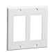 Panduit CP106IG Screw-On Double Gang Rectangular Faceplate, Plastic, Gray