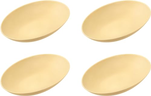 rebirth(リバース) ナチュラルシリーズ カレー皿 22.5×16.5cm 4枚セット プラスチック 日本製 パスタ皿 軽い 電子レンジ対応 (ベージュ)