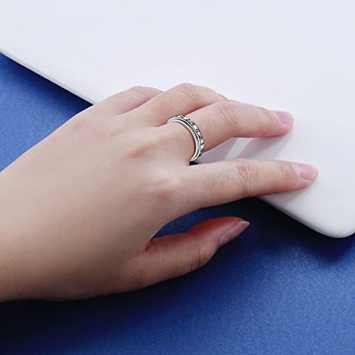 925 Sterling Silver Spinner Fidget Ring for Women: Musical Note Viking Rune Heartbeat Anxiety Stress Relieving Rotatable Ring Faith Hope Love Spinner Ring Jewelry Gift2