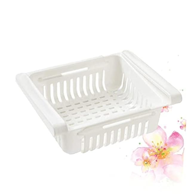 2pcs Retractable Refrigerator Storage Box Creative Organizer for Fridge Easy to Container Space-saving Design White