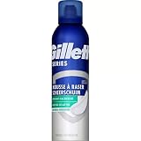Gillette Rasierschaum für Herren, für empfindliche Haut, 250 ml – beruhigende Formel mit Aloe Vera, männlicher Duft, gegen Verbrennungen, Rötungen, Schnitte