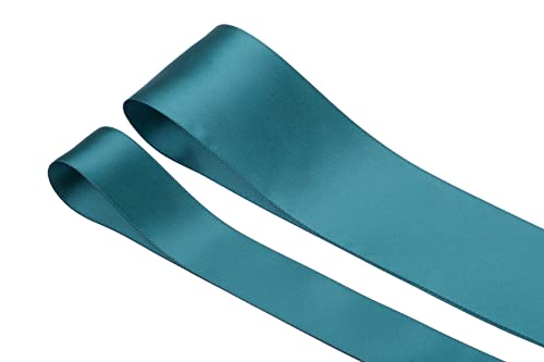 Zofrud 2 Rolls of Teal Double Faced Satin Ribbon - 18 Meters Total (25mm and 50mm x 9M) - Ideal for Crafts Gift Wrapping, and Weddings - Image 4