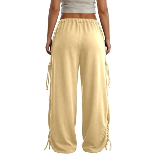 Pantalon de jogging baggy femme ample et droit à taille haute élastique