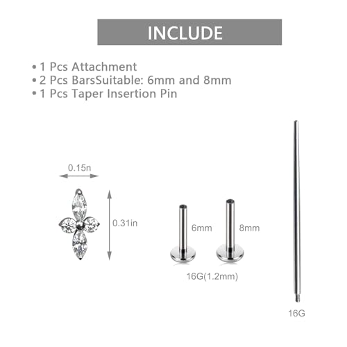 Helix Piercing Jewelry, Titanium Flat Back Earrings for Tragus Conch, 16G by WOLAYI - Used condition - Image 7