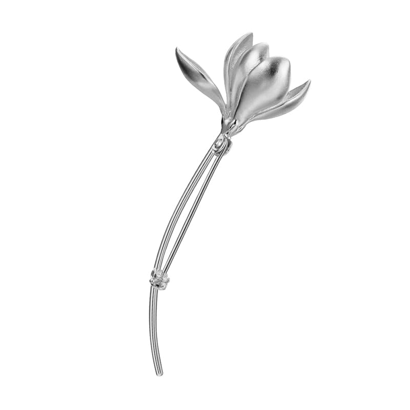 925 Sterling Gioielli in Argento Elegante Fiore di Magnolia Spille per Donne Bijoux