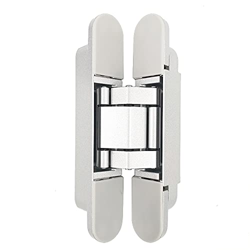 Alamic Invisible Hinge Concealed Door Hinges Heavy Duty Hidden Hinge up to 176 Pound Doors 3-D Adjustable 7 inch Silver - 1 Pair