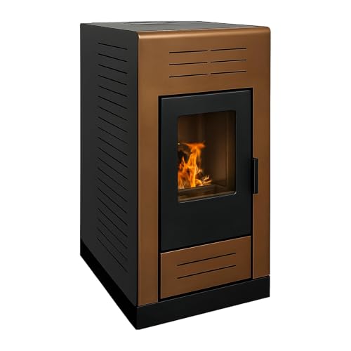 EIDER BIOMASA Estufa de Pellets GIOVE – 10,8 kW – Rendimiento 90% – Tolva 16 kg – Hasta 315 m³ – Programación Semanal – Display Digital – Salida 80 mm – Clase Energética A+