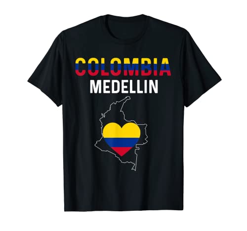 I Love Medellin Colombia Bandera Mapa Colombiano Pride Camiseta Camiseta