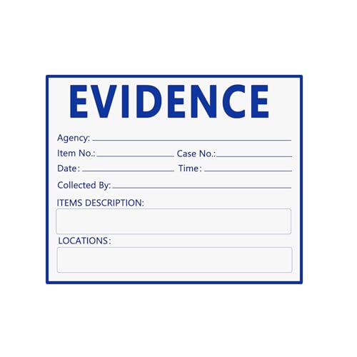 Adhesive Evidence Label 4X 3.5 Inch Evidence Collection Labels for Forensics Class Theme Birthday Party,100 Pcs Per Pack