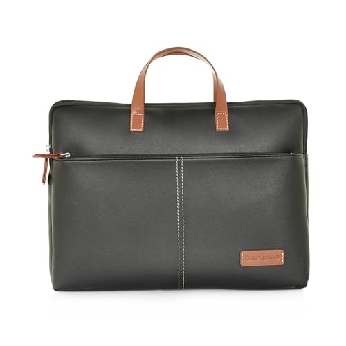 Image of Giordano Unisex 15 Inch Laptop Sleeve PU Bag for Professionals | Premium Leatherette | Water-Resistant & Padded Slim-Fit with Trolley Strap for Men & Women