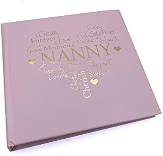 Nanny Gift Pink Heart Photo Album With Gold Script