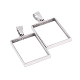 Reidgaller 20pcs Open Bezel Rectangle 20x30mm Stainless Steel DIY Hollow Pendant Frame Setting Blanks for Resin Jewelry Making Supplies