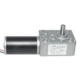  LeTkingok DC 24V Mini Motoreductor de Engranajes de Dirección en ángulo Recto, Motorreductor de Tornillo Sin Fin Con Eje de Diámetro 8mm 8-470rpm Opcional (27RPM)