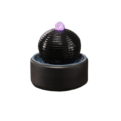 Bordfontän, Mini inomhusfontän i keramisk bordsskiva Modern inomhusvattenfontän for vardagsrum,Husinredning(Black)