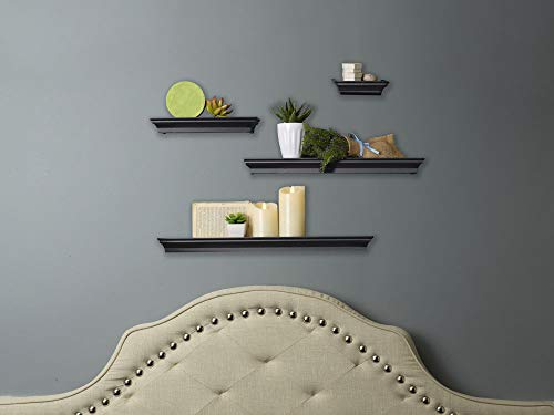 MELANNCO Floating Wall Shelves for Bedroom, Living Room, Bathroom, Kitchen, Nursery, Set of 4, Black, 4 Count by MELANNCO - Image 7