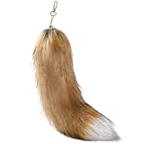 [MARUHADO] 動物のふわふわ尻尾 ギャル しっぽ キーホルダー ファー コスプレ 狐 お尻 チャーム フォックステール ブラウン