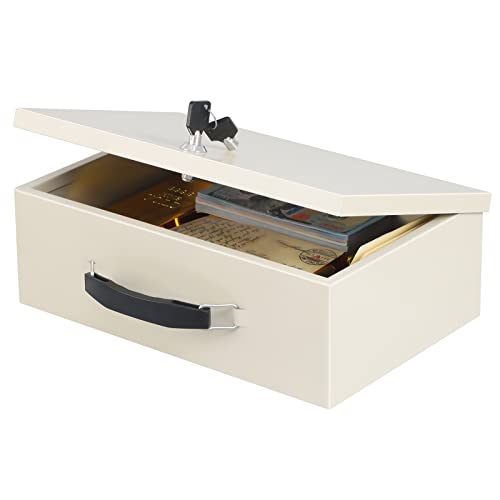 xydled Fire Resistant Safe Fire Safe Box with Key Lock for Home Office Security Storage for Valuables Documents,12.8 x 8.5 x 4.5 Inch,White,Beige by xydled - Used condition - US$27.78