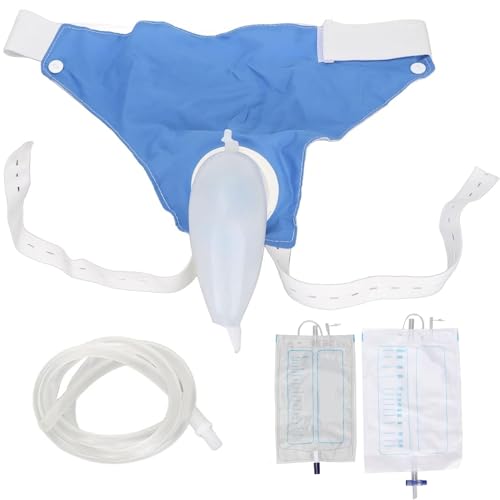 Colector de orina para hombres, colector de orina macho portátil con cintura elástica, catéter externo transpirable a prueba de fugas para hombres con tubo para incontinencia urinaria, pacientes post