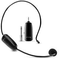 Drahtloses Mikrofon-Headset, drahtloses UHF-Headset-Mikrofonsystem, 160 Fuß Reichweite, Headset-Mikrofon und Handmikrofon 2 in 1, 1/8 Zoll und 1/4 Zoll Stecker, für Lautsprecher, Sprachverstärker