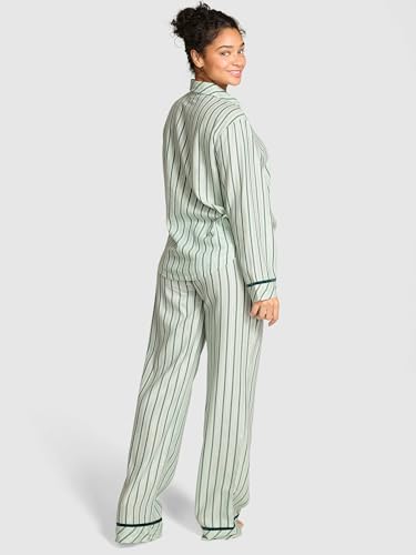 Victoria's Secret PINK Women's Flannel Pajama Set, Green Stripe, XS - image 2