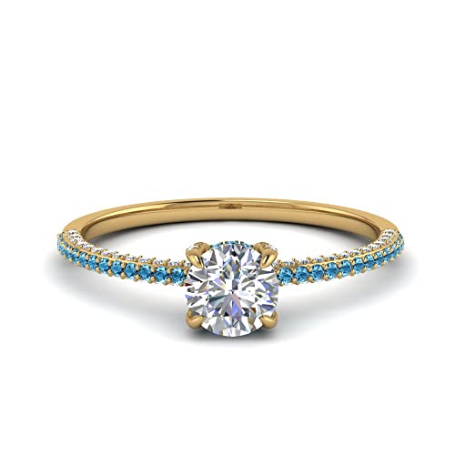 Image of Choose Your Gemstone Delicate Hidden Halo Diamond CZ Ring Yellow Gold Plated Round Shape Petite Engagement Rings Minimal Modern Design Birthday Gift Wedding Gift US Size 4 to 12