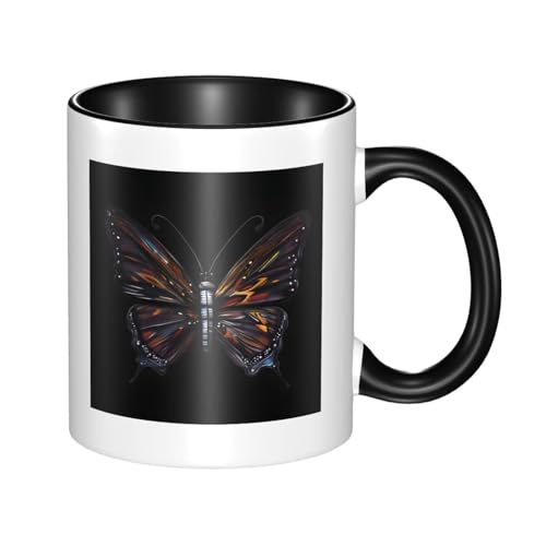BOAIHH Black Ceramic Mugs with Unique Mystery Butterfly Print Smooth and Durable Design for Home Office Daily Use