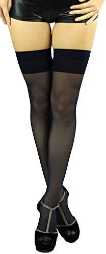 Image of ToBeInStyle Women's Sheer Banded Thigh High Socking w /Opaque Band