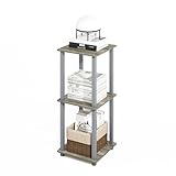 Furinno Turn-N-Tube Bücherregal, 2er-Pack Bücherregal, stapelbares Bücherregal, 40 x 40 x 50, für Home Office, Wohnzimmer, Schlafzimmer, Französische Eiche/Grau