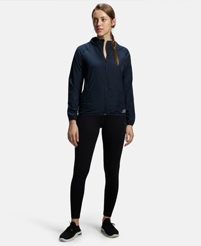 Image of Jockey MW50 Women's Microfiber Fabric Relaxed Fit Raglan Styled Water Resistant Hoodie Jacket with Stay Dry Treatment