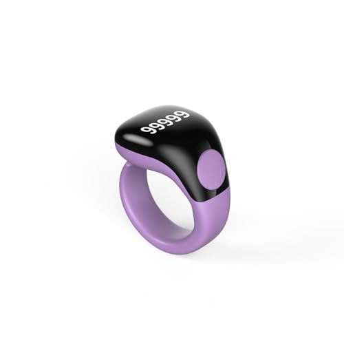 Image of Smart Tasbih Zikr Ring,Adjustable Counter, 3 Sizes (18,20,22mm) Muslim Digital Azan Alarm Clock,APP Support Digital Counter Prayer Reminder Rings, Waterproof 5 Digit Finger Counter zikr Ring(Purple)