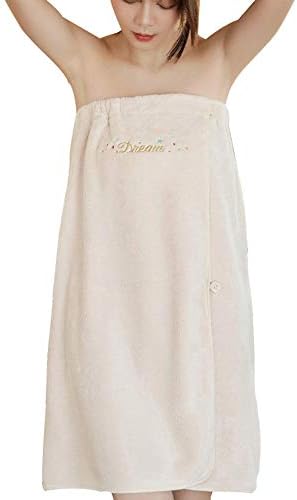 Amazon Tibemi 着る バスタオル サンゴフリース ラップタオル 大人用 レディース 絶妙な刺繍 巻きタオル バスタオル 大判 吸水 速乾 タオル地 ワンピース ずり落ちない お風呂上がり プール ジム エステ 温泉 海水浴 ベージュ バスタオル ホーム キッチン