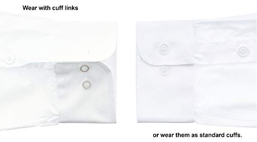Milani Men's White Tuxedo Shirt with Convertible Barrel Cuffs3