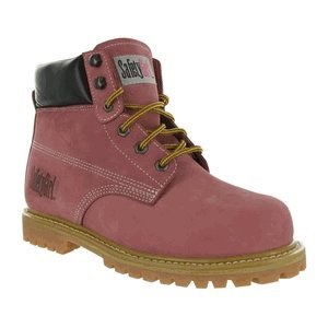 SafetyGirl GS002 Nubuck Leather Steel Toe Water Resistant Womens Work Boot, 6" Height, 5M, Light Pink