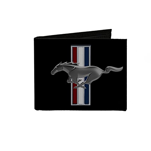 Buckle-Down Canvas Bi-fold Wallet-Ford Mustang W/Bars Logo Centered