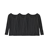 [ニッセン] インナーシャツ 秋 冬 裏ピーチ起毛 丸首長袖インナー３枚組 黒3枚 L