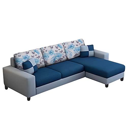 Image of Orland 4 Seater RHS L Shape Sofa Set for Living Room | Color - Blue Grey