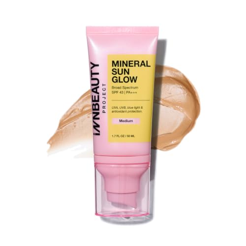INNBEAUTY PROJECT Mineral Sun Glow Broad Spectrum Sunscreen SPF 43 PA+++ with Peptides Medium Tint 1.7 OZ (50ml)