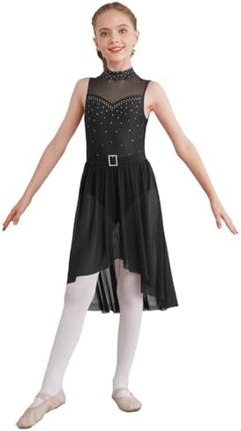 Body Danza Bambina Con Strass - Abito Ballo Latino, Moderno E Tango Per Esibizioni - Foto 5