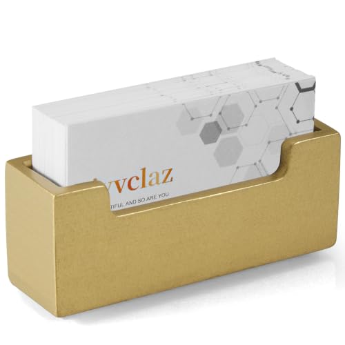 Bivvclaz Gold Business Card Holder Desk, Wood...