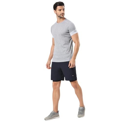 Image of berge' Men's Melange Polyester Dry Fit Textured Western Tshirts for Men, Quick Drying & Breathable Fabric, Gym Wear & Workout Tees|Half Sleeve T-Shirt|Running Tshirts for Men| Sports T Shirt
