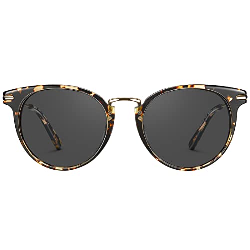 CARFIA Retro Acetate Cat Eye Sunglasses for Women Polarized UV Protection, Cateye Ladies Sunnies Metal Bridge Brow Eyewears