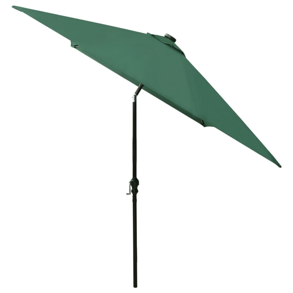 Ombrellone da giardino rettangolare da 2 x 3 m, con manovella e funzione di piegatura, con robusto palo in acciaio e luce ambientale, per terrazza, balcone, giardino, azzurro