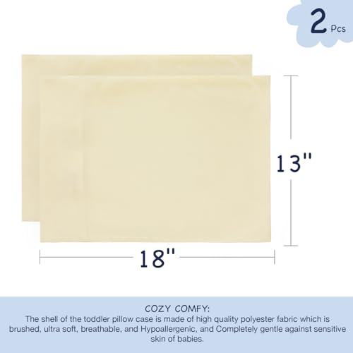 Image of EXQ Home Toddler Pillowcases 13x18 Travel Pillow Case Set of 2, Small Pillow Case Fits Baby Pillow Sized 12x16, 13x18, Kids Pillowcases 2 Pack Machine Washable with Envelope Closure（Camel）