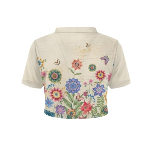 Image of Womens Short Sleeve Cardigans Lightweight Summer Cardigan Trendy Bolero Shrug Cute Floral Cardigan Sheer Bolero