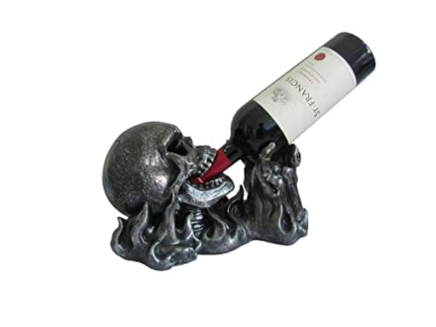 DWK Gargle of Wine Skeleton Skull in Flames Decorative Wine Bottle Holder Kitchen