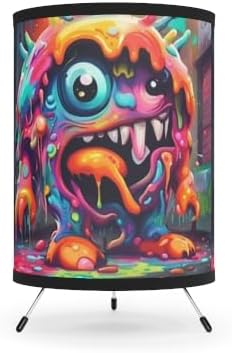 Generic SNRG Wacky Splatz Tripod Table Lamp, Colorful Monster Art Design, Kids Room Decor